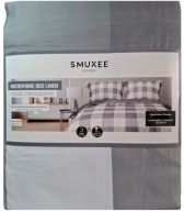 Pościel z Mikrowłókna BIAŁA SZARA Krata Wzór KRATA 220 X 200