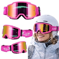 GOGLE NARCIARSKIE LS2 CHARGER RÓŻOWE UV LUSTRZANE ANTYPARA DAMSKIE WYGODNE