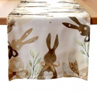 LNANY BIEŻNIK NA STÓŁ WIELKANOCNY, KRÓLIKI WIELKANOCNE 180 × 33 CM
