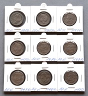 PRL 10 ZŁOTYCH MICKIEWICZ, PRUS 1974-1982 W HOLDERACH ZESTAW 9 SZT.