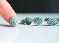 JASPIS Zielony Liść LISTEK rzeźbiony dwustronnie