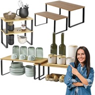 PÓŁKA KUCHENNA NA PRZYPRAWY BAMBUSOWA NA BLAT DO SZAFKI REGAŁ ORGANIZER x2
