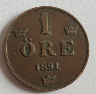moneta Szwecja 1 ore 1891
