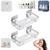 PÓŁKA ŁAZIENKOWA WISZĄCA NA PRZYSSAWKI METALOWA POD PRYSZNIC ZESTAW