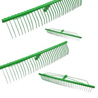 GRABIE OGRODOWE DO LIŚCI DO TRAWY METALOWE WYTRZYMAŁY 32 ZĘBÓW POLIRAT 58CM