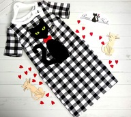 Sukienka dresowa Pani KOT krata vichy kociara XL