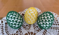 Szydełkowe pisanki ozdoba do koszyczka i na stół Wielkanoc 9cm