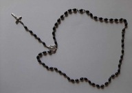 Stary czarny drewniany różaniec | drewniane koraliki | vintage, PRL