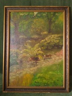 Stary duży obraz olejny - bardzo ciekawy