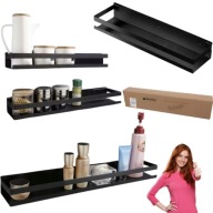 PÓŁKA ŁAZIENKOWA KUCHENNA WISZĄCA CZARNA LOFT RUHHY 50CM STAL NIERDZEWNA