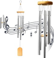 DZWONKI WIETRZNE JAPOŃSKIE DREWNO METALOWE RURKI DEKORACJA GŁĘBOKI DŹWIĘK