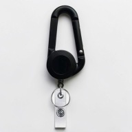 Karabińczyk retraktor brelok do kluczy i identyfikatora czarny