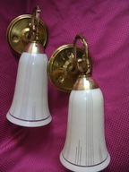 Kinkiety 2 szt z mosiądzu z Art-Deco kloszami