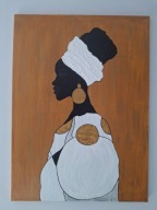 Afrykańska Elegancja Ręcznie Malowany Obraz 3D | Nowoczesny Styl