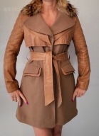 Gil Santucci włoski płaszcz skóra naturalna L