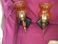 Kinkiety z mosiądzu 2 szt antyczne bardzo stabilne z kloszami