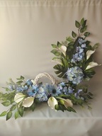 Komplet cmentarz kalie hortensja klematis błękit - biel wiklina