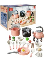 GARNKI DLA DZIECI ZESTAW KUCHENNY NACZYNIA XXL RYŻOWAR MISECZKI TALERZE RÓŻ