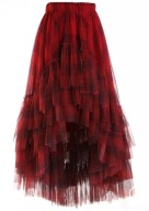 SPÓDNICA tiulowa asymetryczna western punk w kratę