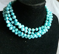 Naturalne błękitne perły słodkowodne, sznur pereł, naszyjnik