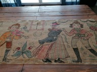 WIEKOWA RĘCZNIE WYKONANA MALOWANA LNIANO KONOPNA MAKATKA KILIM syg. M.N. 73