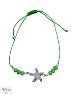 Bra0081 Bransoletka dziecięca ręcznie tkana rozgwiazda zielona