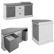 SZAFKA KOMODA NA BUTY BIAŁA Z SIEDZISKIEM 2 KOSZE 2 SZUFLADY