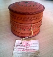 Szkatułka, puzderko skórzane PRL lata 60/70