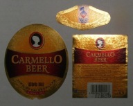 STARA ETYKIETA PIWO BEZALKOHOLOWE CARMELLO BROWAR KIELCE +KONTRA I KRAWATKA