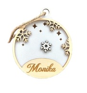 Drewniana Bombka z imieniem 3D na choinkę Bombka z grawerem personalizowana