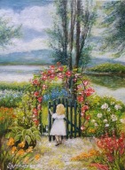 WIOSNA W OGRODZIE Obraz olejny 30/40 Sylwiana Herbańska