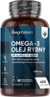 OMEGA 3 1000 MG 400 KAPS 1+ ROK ZAPAS EPA DHA MÓZG WITALNOŚĆ WEIGHT WORLD