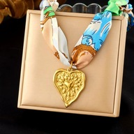 Naszyjnik damski zawiązywany z złotym sercem stal nierdzewna CLS57