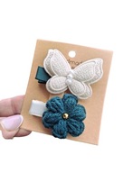 Mini spineczki o włosów szydełkowy kwiatek motylek handmade 2 szt.