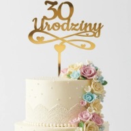 topper na tort dekoracja personalizacja wiek !!!złote lustro plexa