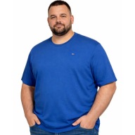 Duży T-shirt męski plus size bawełniany z haftem niebieski 3XL 120 cm