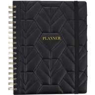 Elegancki czarny pikowany organizer planer