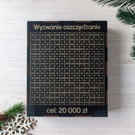 SKARBONKA WYKREŚLANA CZARNA WYZWANIE OSZCZĘDZANIE TABLICA DREWNIANA