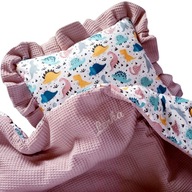 KOCYK pościel DO WÓZKA 50x75cm wafel HAFT imię METRYCZKA+PODUSZKA wyprawka