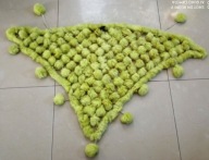 CKN chusta z pomponów naturalny królik lis limonka