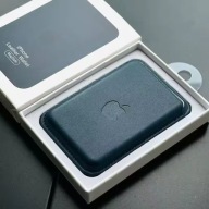Skórzany Magnetyczny Portfel Skórzany MagSafe RFID Portfel niebieski z logo