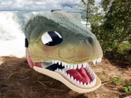 Maska na twarz dinozaura interaktywna z dźwiękiem Tyranozaur T-rex Jurassic