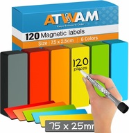 120x MAGNETYCZNE PASKI KARTECZKI NA LODÓWKĘ DO ZAPISYWANIA TABLICĘ ZESTAW