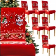 ZESTAW 6 SZTUK POKROWIEC NA KRZESŁO DEKORACYJNY ŚWIĄTECZNY MIKOŁAJ ŚWIĘTA