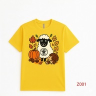 Koszulka dziecięca żółta t-shirt 5-6 lat czarna owca jesień dynia