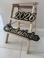 Napis STUDNIÓWKA 2026 dekoracje studniówkowe na ściankę 6mm 60cm długości