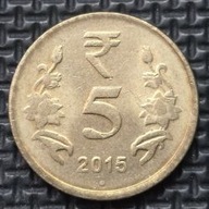 *INDIE [1928]*5 rupii 2015 *znak menniczy Noida, kwiaty Lotos