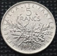 *FRANCJA [0100] *5 Franków 1974 signatura O.Roty