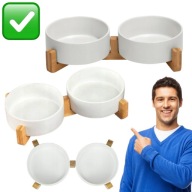 MISKA CERAMICZNA DLA KOTA KOMPLET 2szt. BIAŁA NA WODĘ 0.8L SOLIDNA | MERSJO