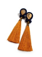 KOLCZYKI SUTASZ karmel z granatem chwost granatowe